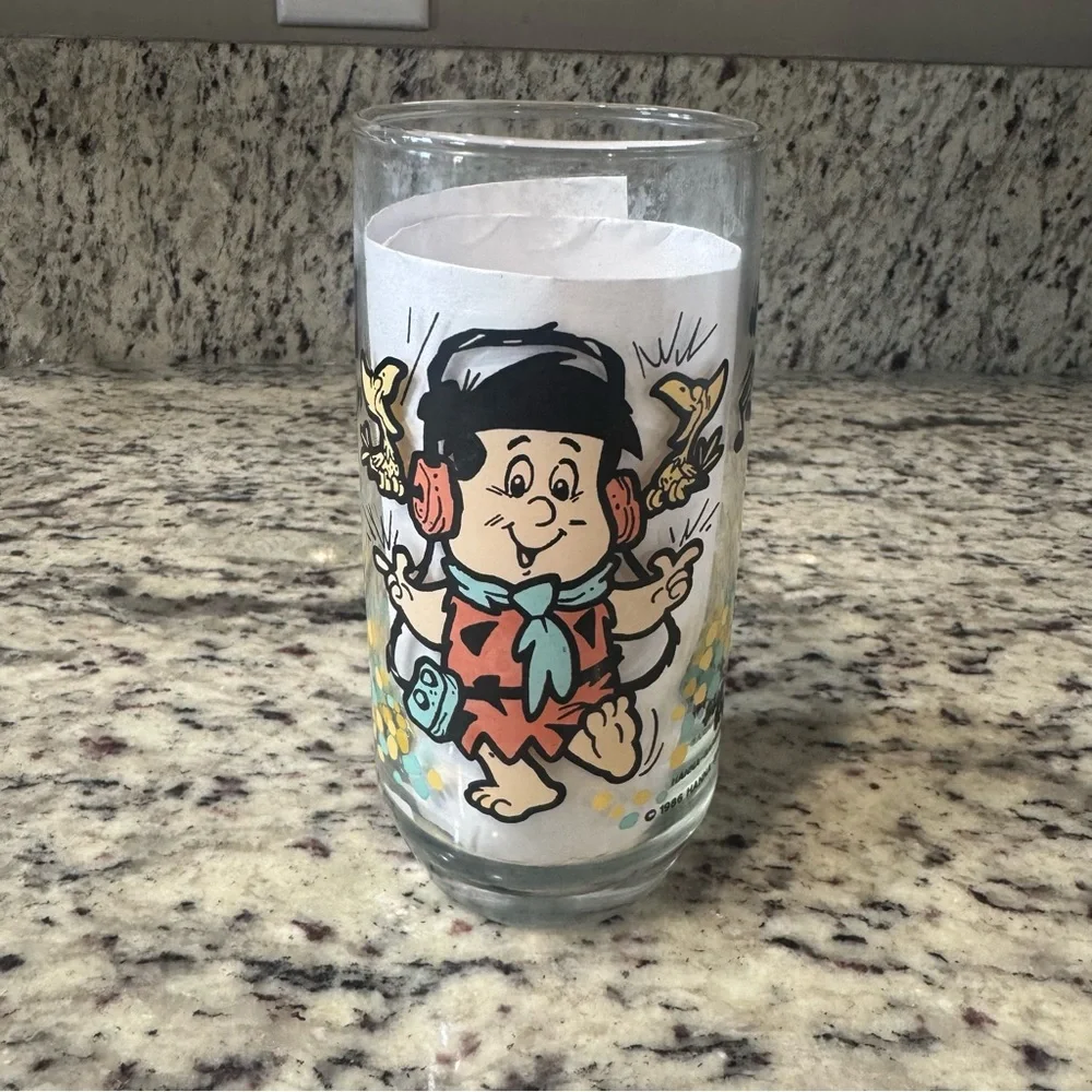 1986‎ Flintstone Kids Pizza Hut Glass Freddy Fred Hanna-Barbera Vintage